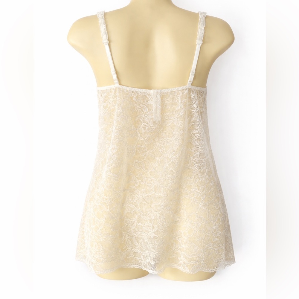 Victoria’s Secret Lace Babydoll Chemise Y2K Sheer Lingerie Cream  Medium - Picture 3 of 7